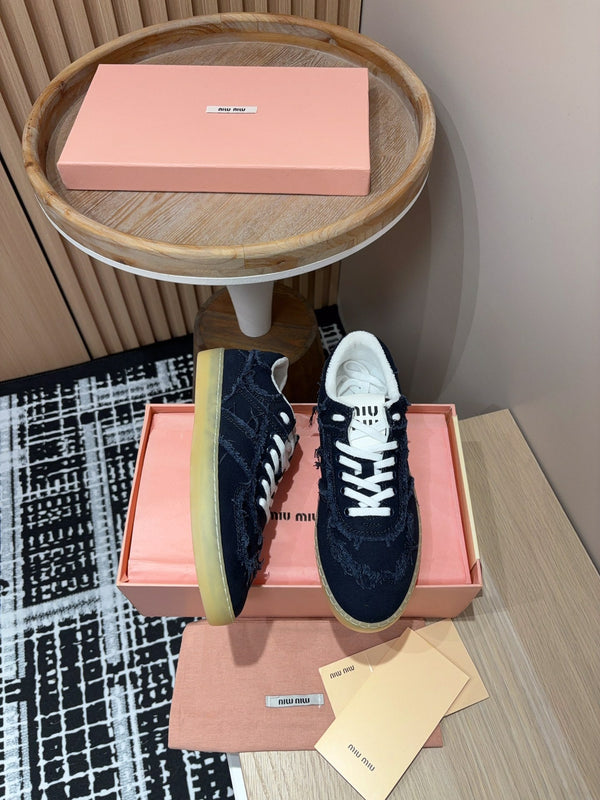 Sneakers Miu in tessuto blu nero