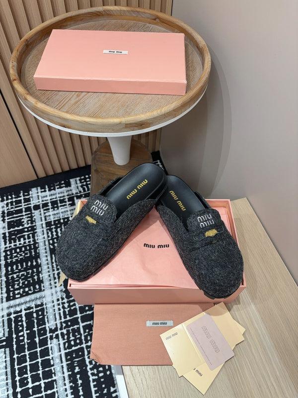 Miu Mules Black Original Wool
