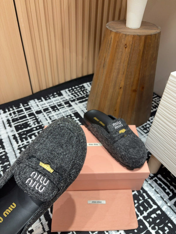Miu Mules Black Original Wool