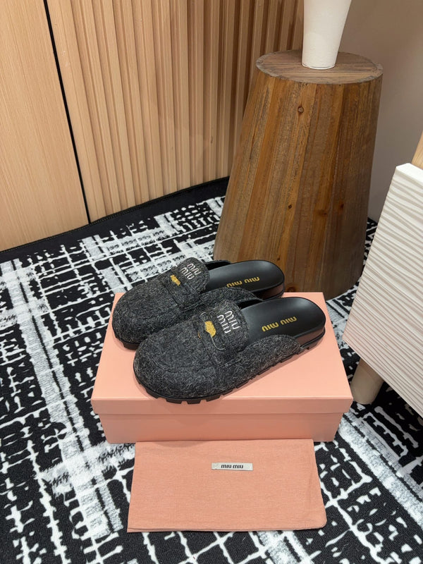 Miu Mules Black Original Wool