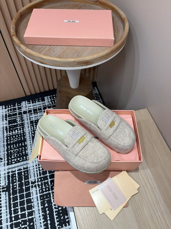 Miu Mule Pastel Pink Wool