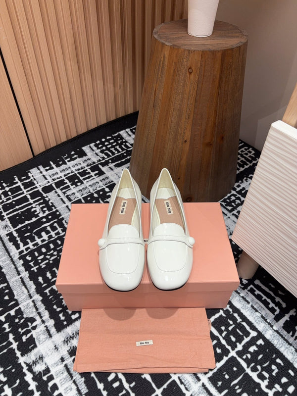 Miu Loafers White Cowhide