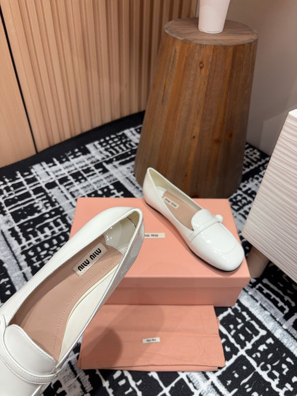 Miu Loafers White Cowhide
