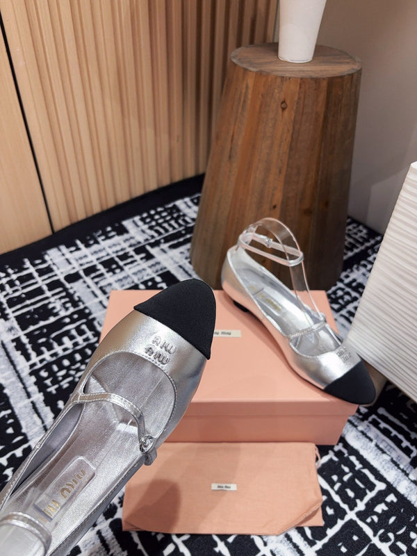 Miu Mary Jane Silver Metallic Lambskin