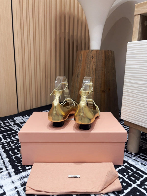 Miu Mary Jane Gold Metallic Lambskin