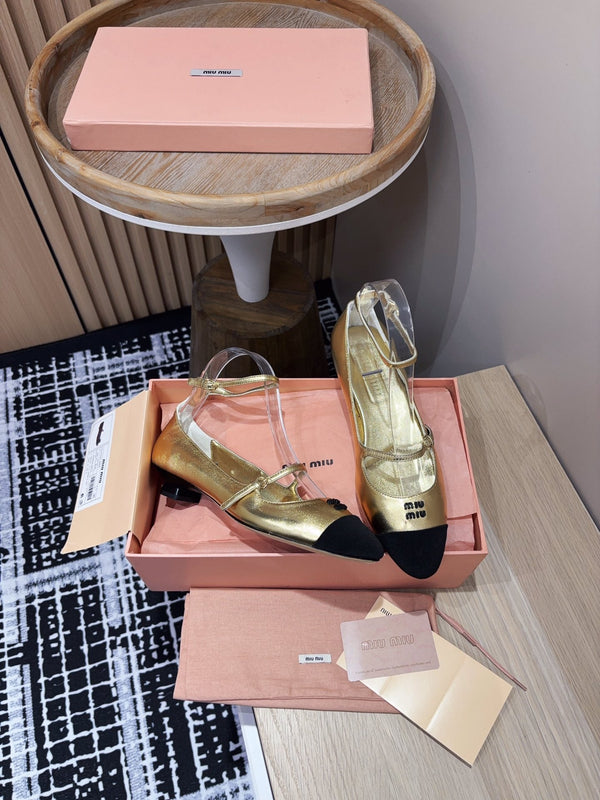 Miu Mary Jane Gold Metallic Lambskin