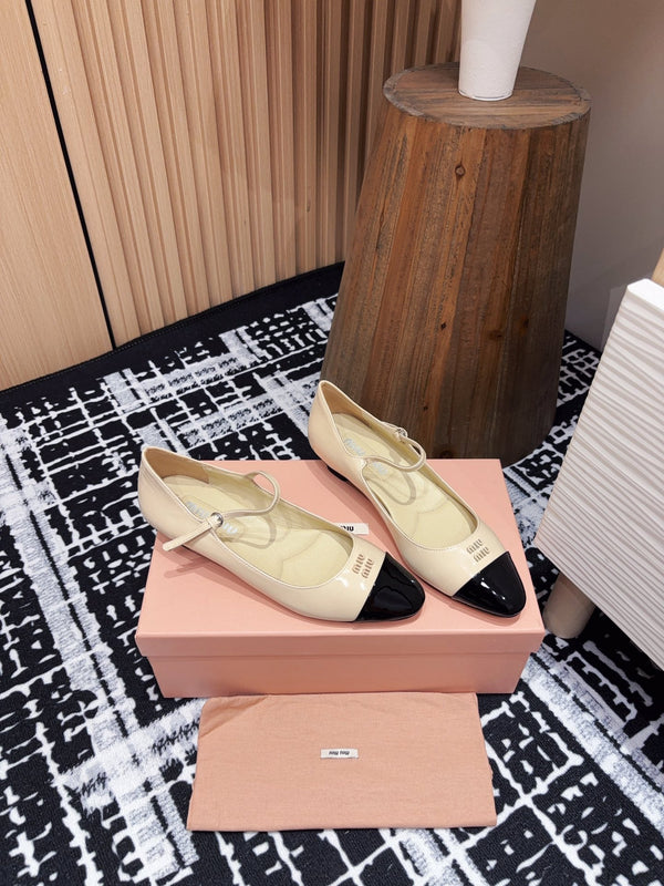 Miu Mary Jane Beige Shiny Lambskin