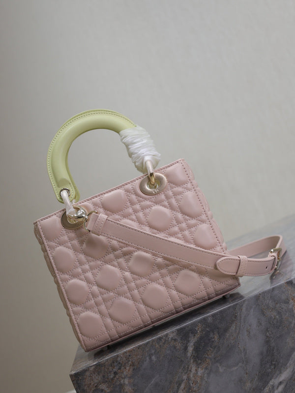Lady Bag 17cm Pink Pale Green Lambskin
