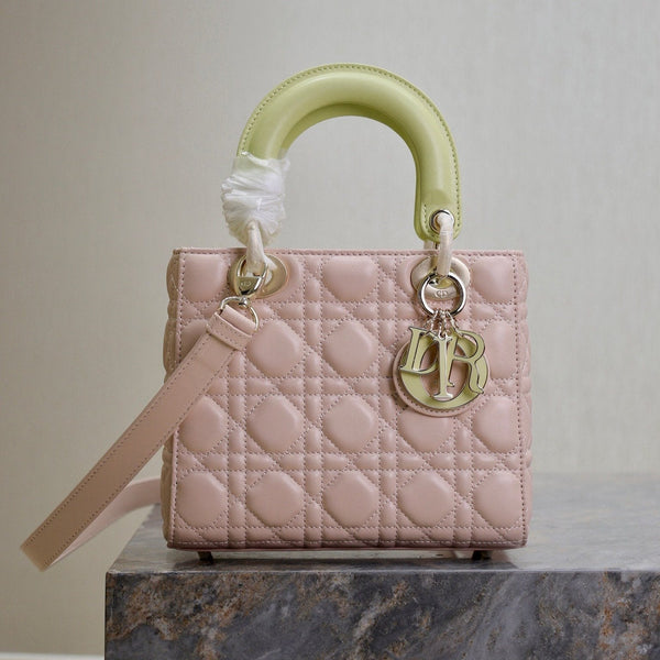 Lady Bag 17cm Pink Pale Green Lambskin