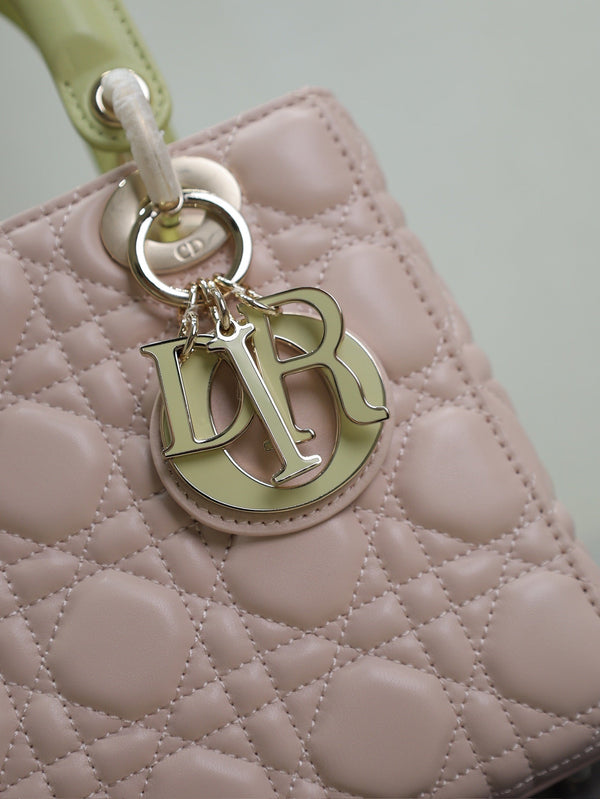 Lady Bag 17cm Pink Pale Green Lambskin