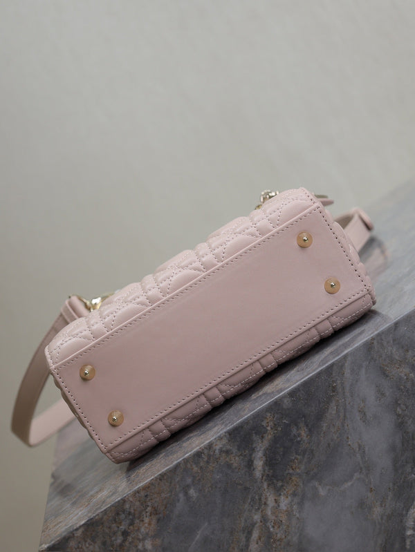 Lady Bag 17cm Pink Pale Green Lambskin