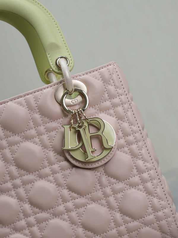 Lady Bag 20cm Pink Pale Green Lambskin