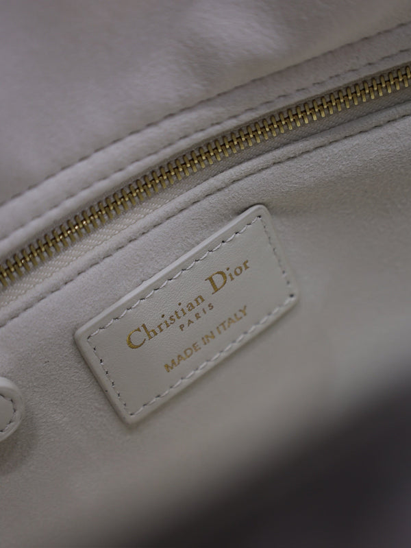 Lady Bag 20cm White Black Lambskin