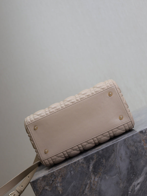 Lady Bag 20cm Beige White Lambskin