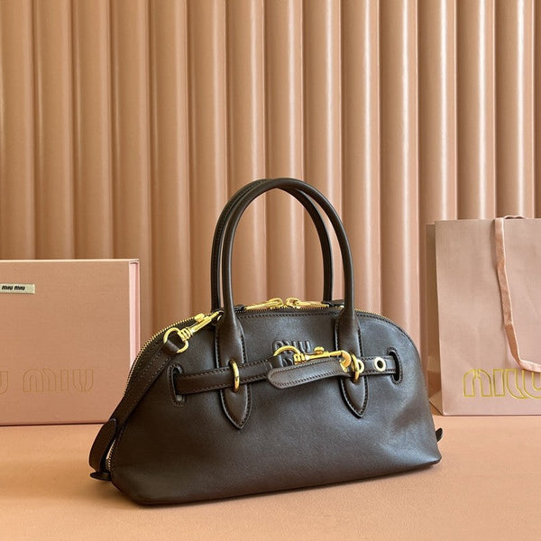 Briarwood Aventure Nappa Leather Top-handle Bag 33cm Brown 231060