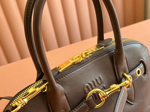 Briarwood Aventure Nappa Leather Top-handle Bag 33cm Chocolate 231061