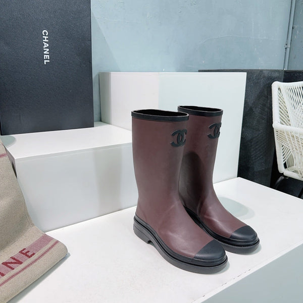 CC Rain Boot Burgundy Black Rubber