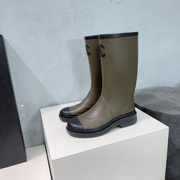 CC Rain Boot Olive Black Rubber
