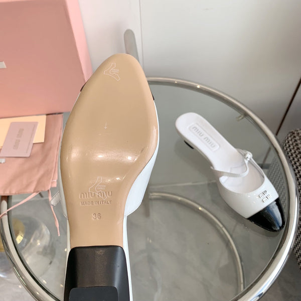 Miu Mules White Cowhide