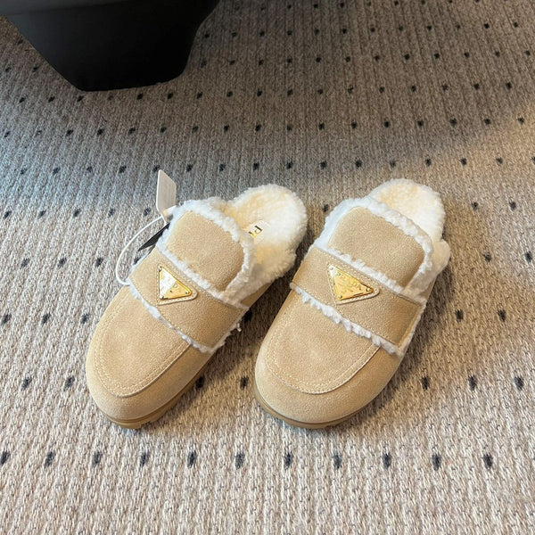 Pra Slippers Light Taupe Suede & Shearling 478566