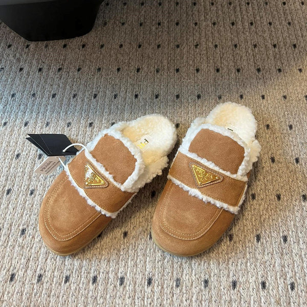 Pra Slippers Brown Suede & Shearling 478567