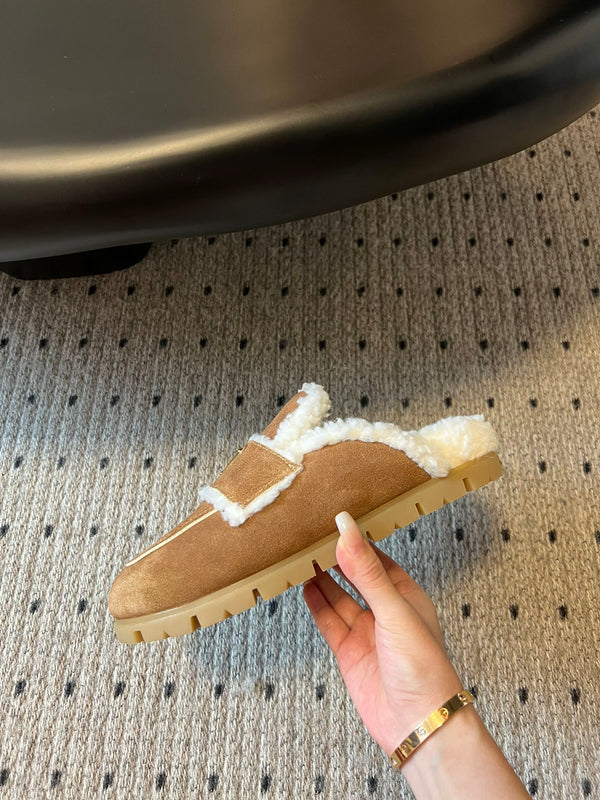 Pra Slippers Brown Suede & Shearling 478567