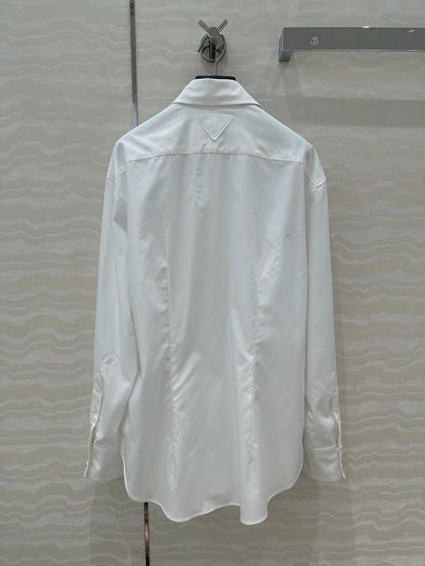 Prada Shirt with Diamond Brooch White Cotton