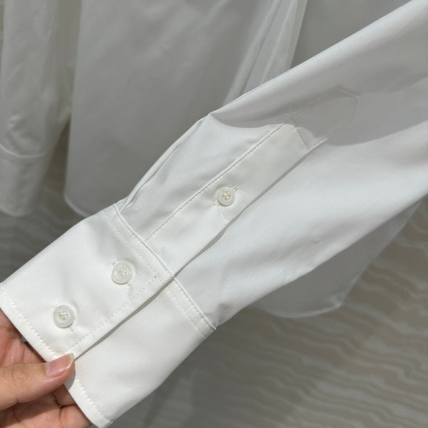 Prada Shirt with Diamond Brooch White Cotton