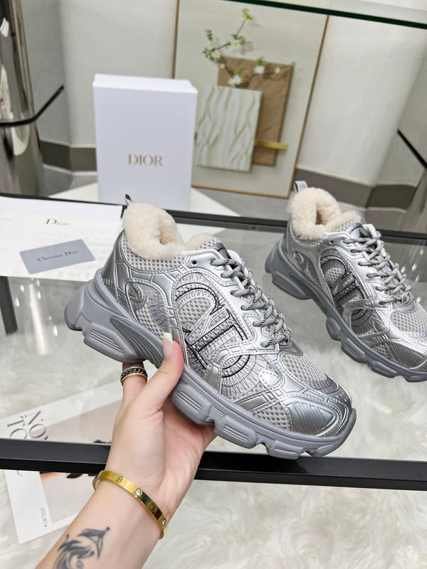 CD Chrono Sneaker Grey Wool Lining Mesh Fabric And Calfskin