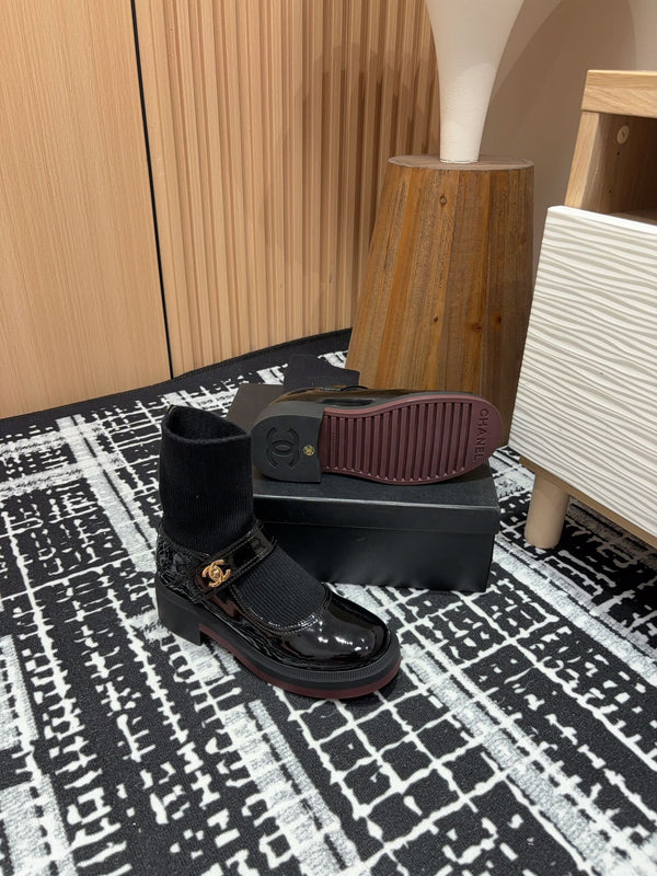 Stivaletti CC 50mm in lana e pelle bovina nera