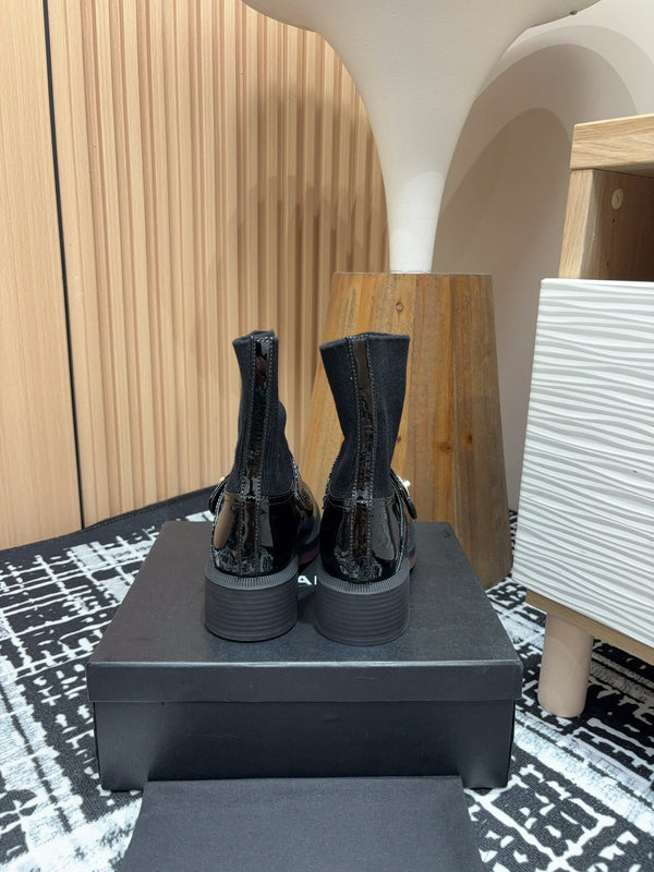 Stivaletti CC 50mm in lana e pelle bovina nera