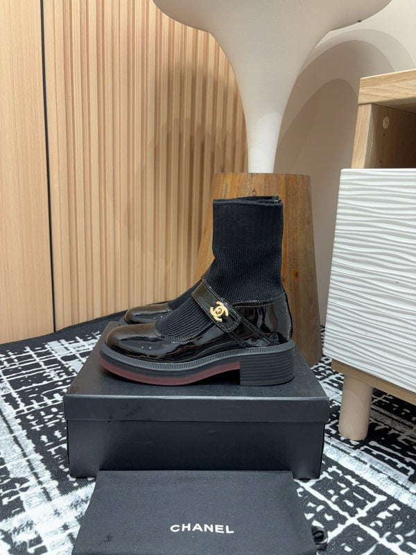 Stivaletti CC 50mm in lana e pelle bovina nera