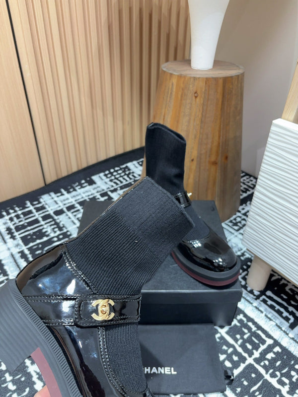 Stivaletti CC 50mm in lana e pelle bovina nera