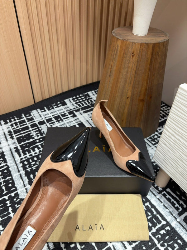 Alaia Pump Coeur 85mm In Beige Suede 933078