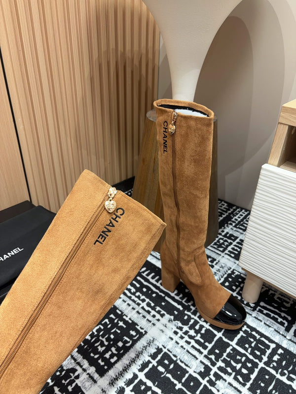 CC High Boots 90mm Brown Black Suede