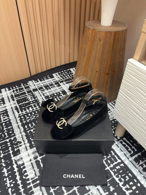 CC Mary Jane Black Bow Tie Velvet And Lambskin