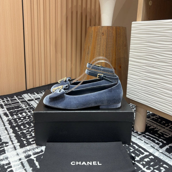 CC Mary Jane Light Blue Bow Tie Velvet And Lambskin