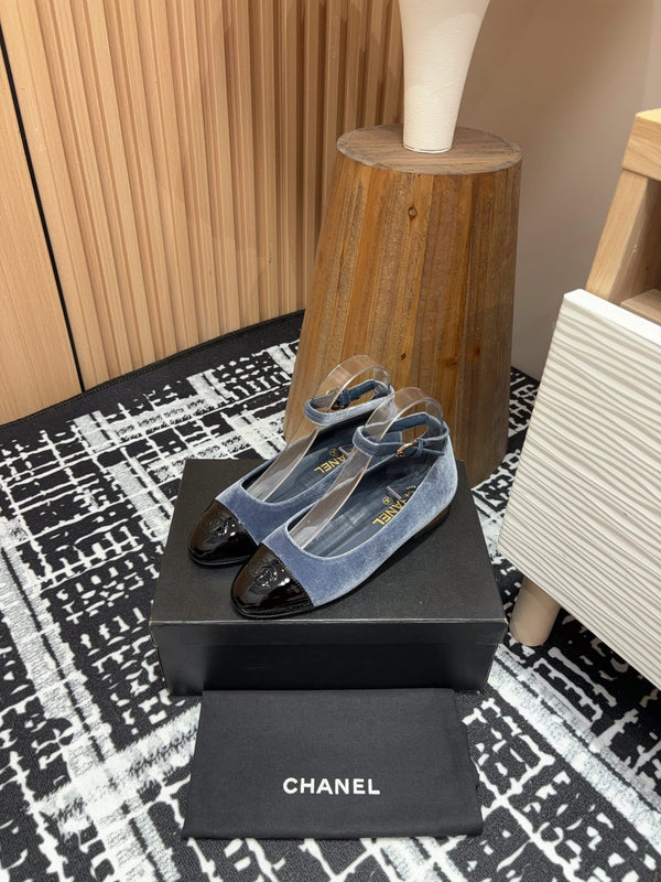 CC Mary Jane Black Light Blue Velvet And Lambskin