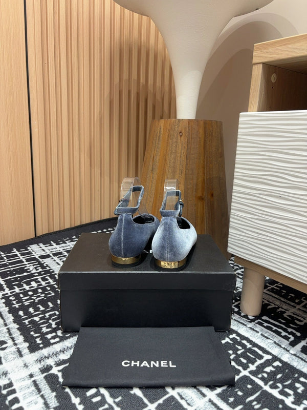 CC Mary Jane Black Light Blue Velvet And Lambskin