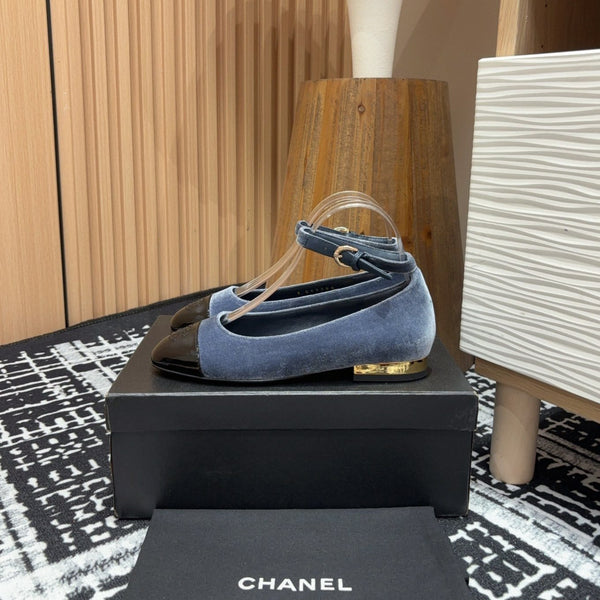 CC Mary Jane Black Light Blue Velvet And Lambskin