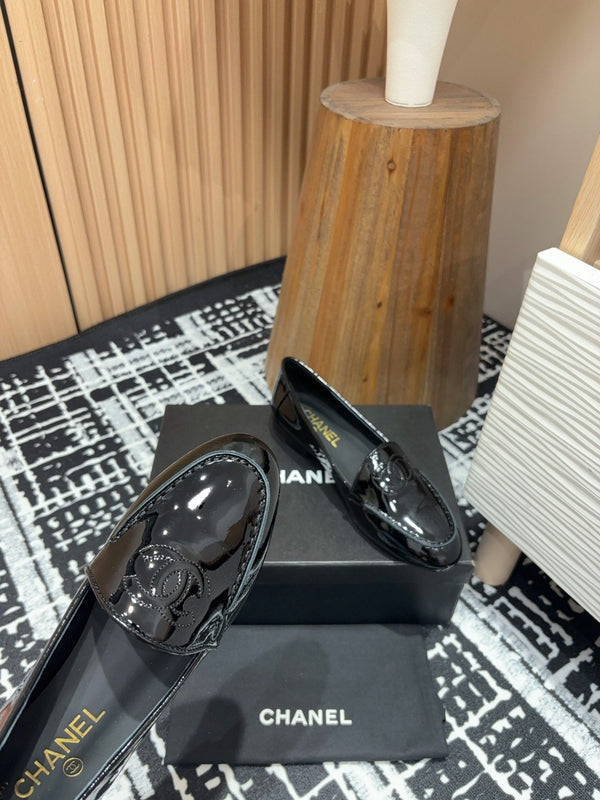 CC Moccasins Glossy Black Lambskin