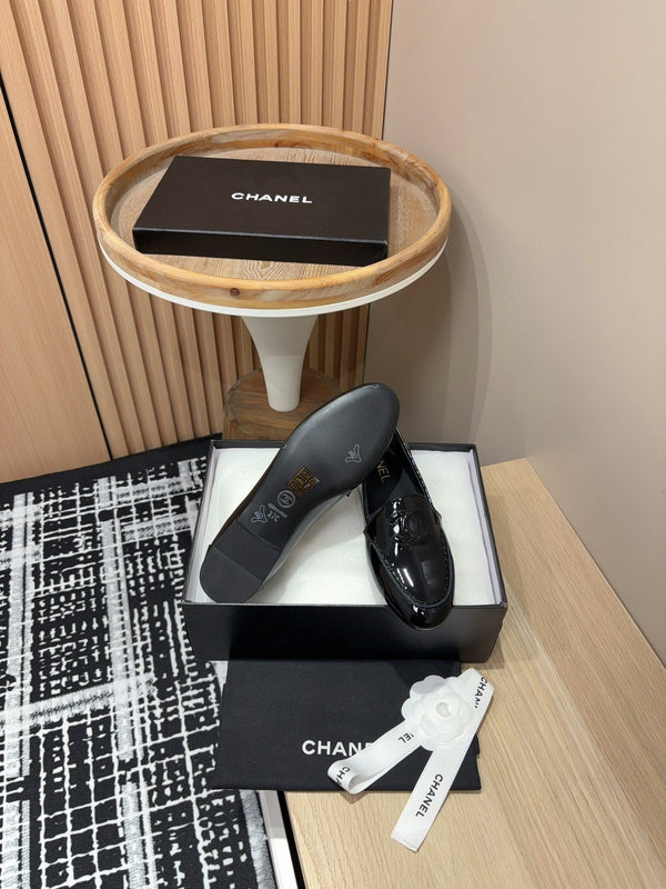 CC Moccasins Glossy Black Lambskin