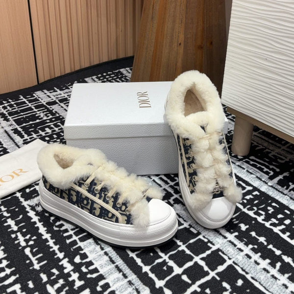 CD Walk'n'Dior Platform Sneaker Black Mix charcoal Blue Oblique Jacquard And Fleece Lining