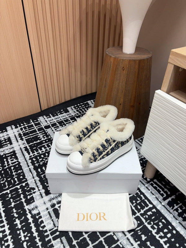 CD Walk'n'Dior Platform Sneaker Black Mix charcoal Blue Oblique Jacquard And Fleece Lining