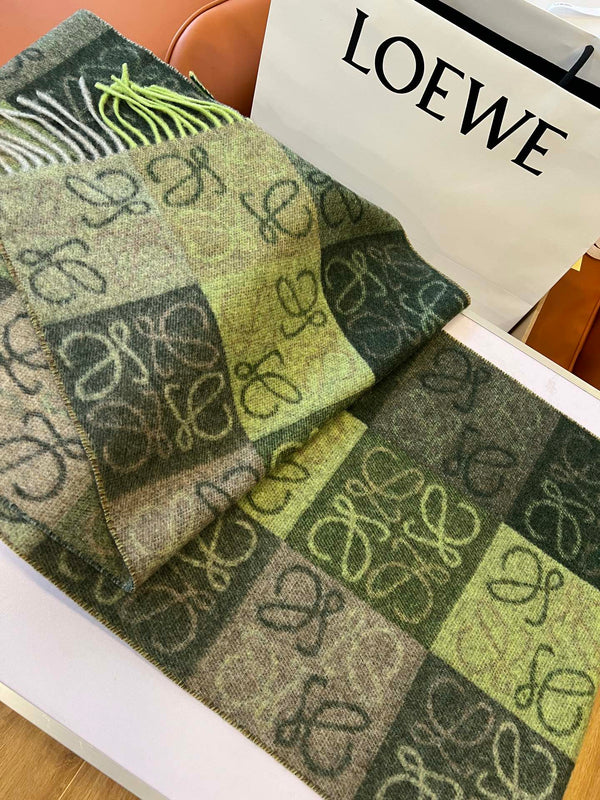 SCIARPA 180 CM IN LANA E CASHMERE MISTO VERDE BOTTIGLIA KAKI 410100