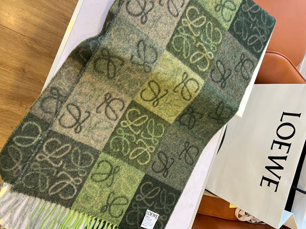 SCIARPA 180 CM IN LANA E CASHMERE MISTO VERDE BOTTIGLIA KAKI 410100