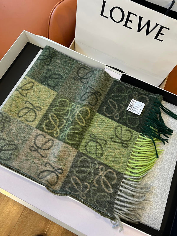 SCIARPA 180 CM IN LANA E CASHMERE MISTO VERDE BOTTIGLIA KAKI 410100