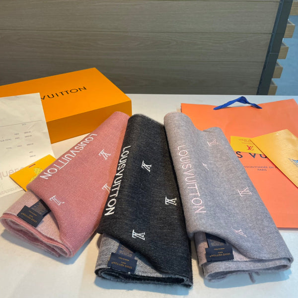 SCIARPA 190 CM IN CASHMERE GRIGIO PORTO CON LOGO ROSA 396327