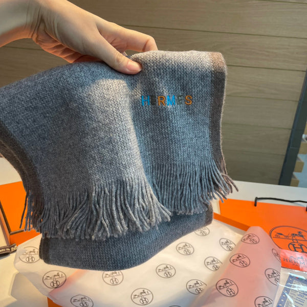 Scarf 180 CM Grey White Mix Brown Cashmere Knit  398249