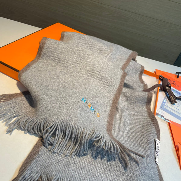 Scarf 180 CM Grey White Mix Brown Cashmere Knit  398249